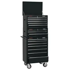 Combined Roller Cabinet And Tool Chest, 15 Drawer, 26", Black