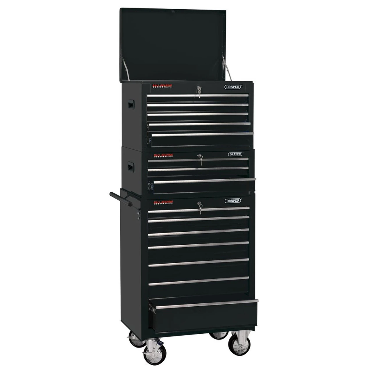 Combined Roller Cabinet And Tool Chest, 15 Drawer, 26", Black 1 Combined Roller Cabinet And Tool Chest, 15 Drawer, 26", Black