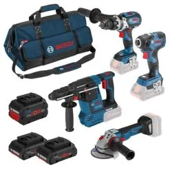 Bosch 18v Robust Series 4 Pc Tool Kit Inc 2x 4.0Ah & 1x 8.0Ah Batts In Bag 0615990L0N