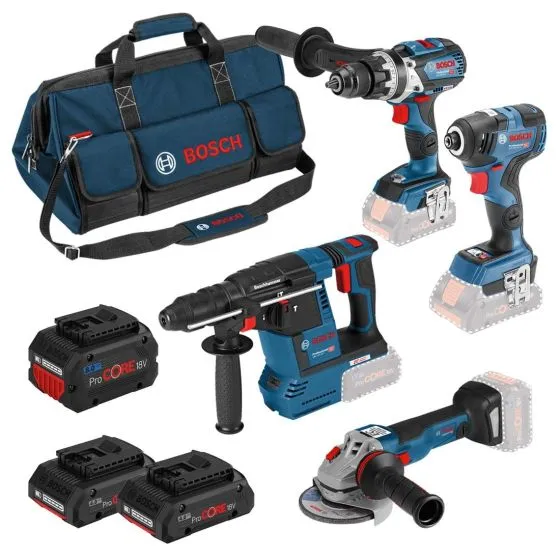 Bosch 18v Robust Series 4 Pc Tool Kit Inc 2x 4.0Ah & 1x 8.0Ah Batts In Bag 0615990L0N 1 Bosch 18v Robust Series 4 Pc Tool Kit Inc 2x 4.0Ah & 1x 8.0Ah Batts In Bag 0615990L0N