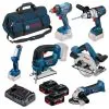 Bosch 18v 6 Piece Cordless Tool Kit With 3x 4.0Ah Batts In Bag 0615990L1M