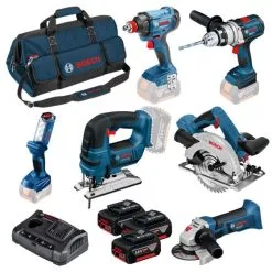 Bosch 18v 6 Piece Cordless Tool Kit With 3x 4.0Ah Batts In Bag 0615990L1M