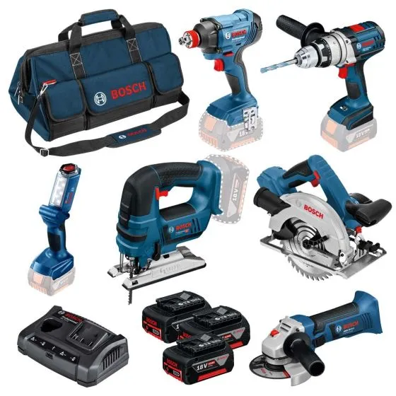Bosch 18v 6 Piece Cordless Tool Kit With 3x 4.0Ah Batts In Bag 0615990L1M 1 Bosch 18v 6 Piece Cordless Tool Kit With 3x 4.0Ah Batts In Bag 0615990L1M