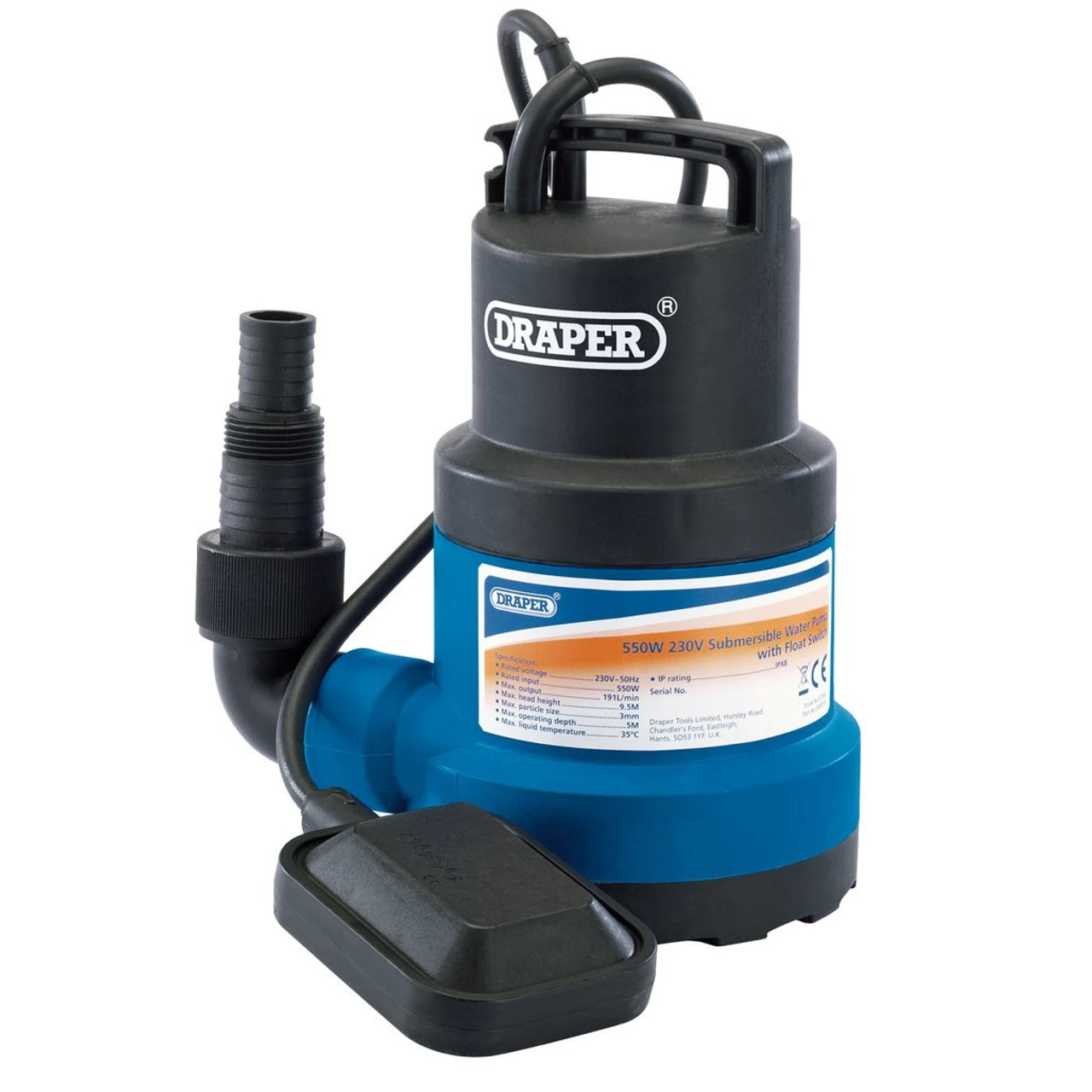 Submersible Clean Water Pump With Float Switch, 191L/min, 550W 1 Submersible Clean Water Pump With Float Switch, 191L/min, 550W
