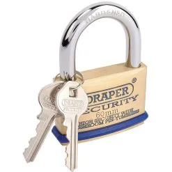 Solid Brass Padlock And 2 Keys With Mushroom Pin Tumblers Hardened Steel Shackle And Bumper, 60mm