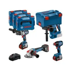 Bosch 18v 4 Piece Cordless Tool Kit With 3x 5.0Ah In L-Boxx 136 0615990N30