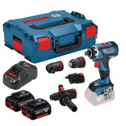 Bosch GSR 18 V-60 FCC FlexiClick Drill Driver Inc 4x Chucks & 2x 5.0Ah Batts