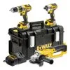 Dewalt DCK382M2 18v XR Brushless Impact Driver, Combi Drill & Angle Grinder Triple Pack With 2x 4Ah Batteries