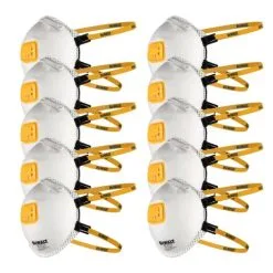 DeWalt DXIRFFP210 FFP2 Disposable Particulate Respirator Face Mask X10 Pcs