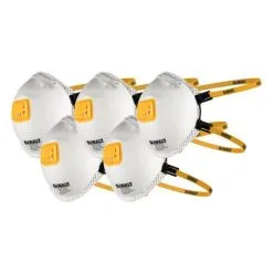 DeWalt DXIRFFP25 FFP2 Disposable Particulate Respirator Face Mask X5 Pcs