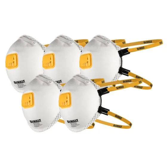 DeWalt DXIRFFP35 FFP3 Disposable Particulate Respirator Face Mask X5 Pcs 1 DeWalt DXIRFFP35 FFP3 Disposable Particulate Respirator Face Mask X5 Pcs