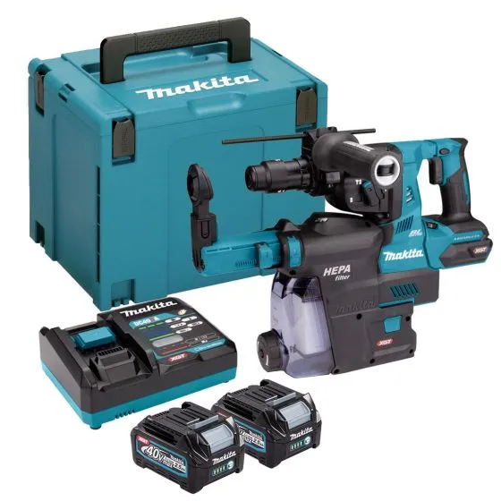 Makita HR004GD202 40v Max XGT SDS+ Plus Rotary Hammer 28mm Inc 2x 2.5Ah Batts & DX14 Dust Box 1 Makita HR004GD202 40v Max XGT SDS+ Plus Rotary Hammer 28mm Inc 2x 2.5Ah Batts & DX14 Dust Box