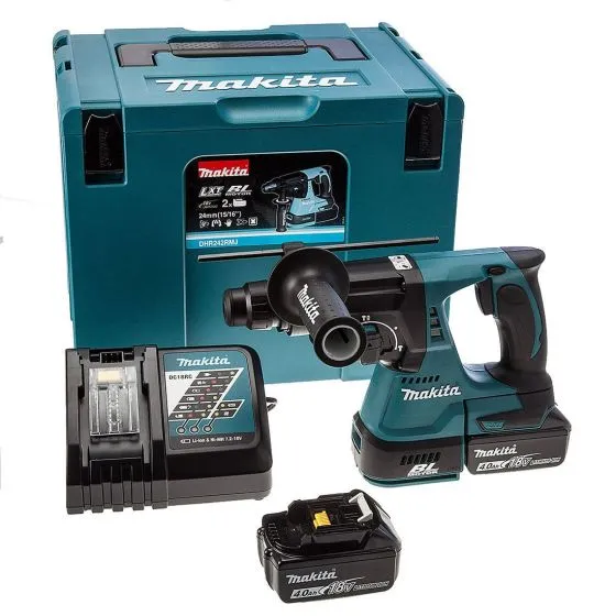 Makita DHR242RMJ 18v LXT 24mm SDS+ Plus Brushless Rotary Hammer Drill Inc 2x 4.0Ah Batts 1 Makita DHR242RMJ 18v LXT 24mm SDS+ Plus Brushless Rotary Hammer Drill Inc 2x 4.0Ah Batts