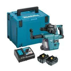 Makita DHR243RTJW 18v LXT SDS+ Brushless Rotary Hammer Inc 2x 5.0Ah Batts + DX07 Attachment