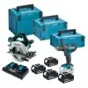 Makita DLX2140PTJ 18v 2 Piece Cordless Kit Inc 4x 5.0Ah Batts And 3x MakPac Cases