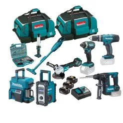 Makita 18v LXT X8 Piece Super Starter Tool Kit Inc 3x 5.0Ah Batteries & Charger