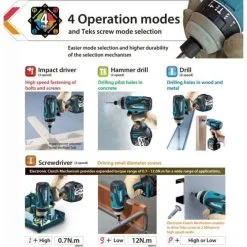 Makita DTP141Z LXT 18v Li-Ion 4 Mode Brushless Combi / Impact / Driver Drill Body Only -Agriculture Sales makdtp141z6