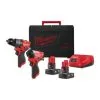 Milwaukee M12 FPP2A2-602X 12v Combi Drill & Impact Driver Powerpack Kit Inc 2x 6.0Ah Batts
