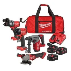 Milwaukee M18 FPP4H3-553B 18v 4 Piece FUEL Power Pack Kit Inc 2x 5.5Ah & 1x 5.0Ah Batts
