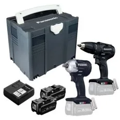 Panasonic EYC242LJ2G31 14.4v/18v Combi Drill / Impact Wrench Twin Kit Inc 2x 5.0Ah Batts