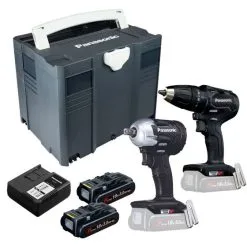 Panasonic EYC242PN2G31 14.4v/18v Combi Drill / Impact Wrench Twin Kit Inc 2x 3.0Ah Batts